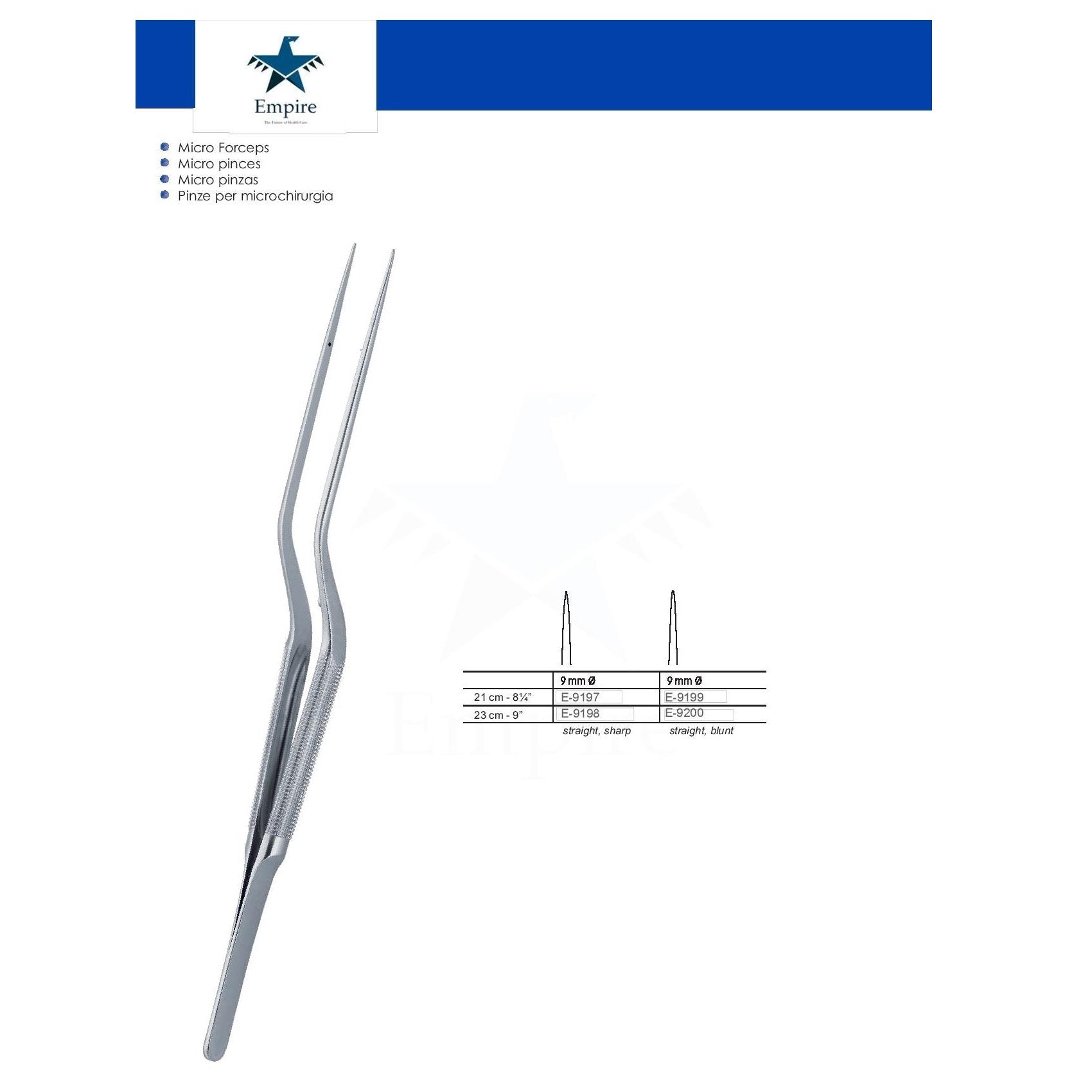 Empire's German Stainless Micro-Surgery Dissecting Forceps (Re-Useable) various sizes - EmpireMedical 