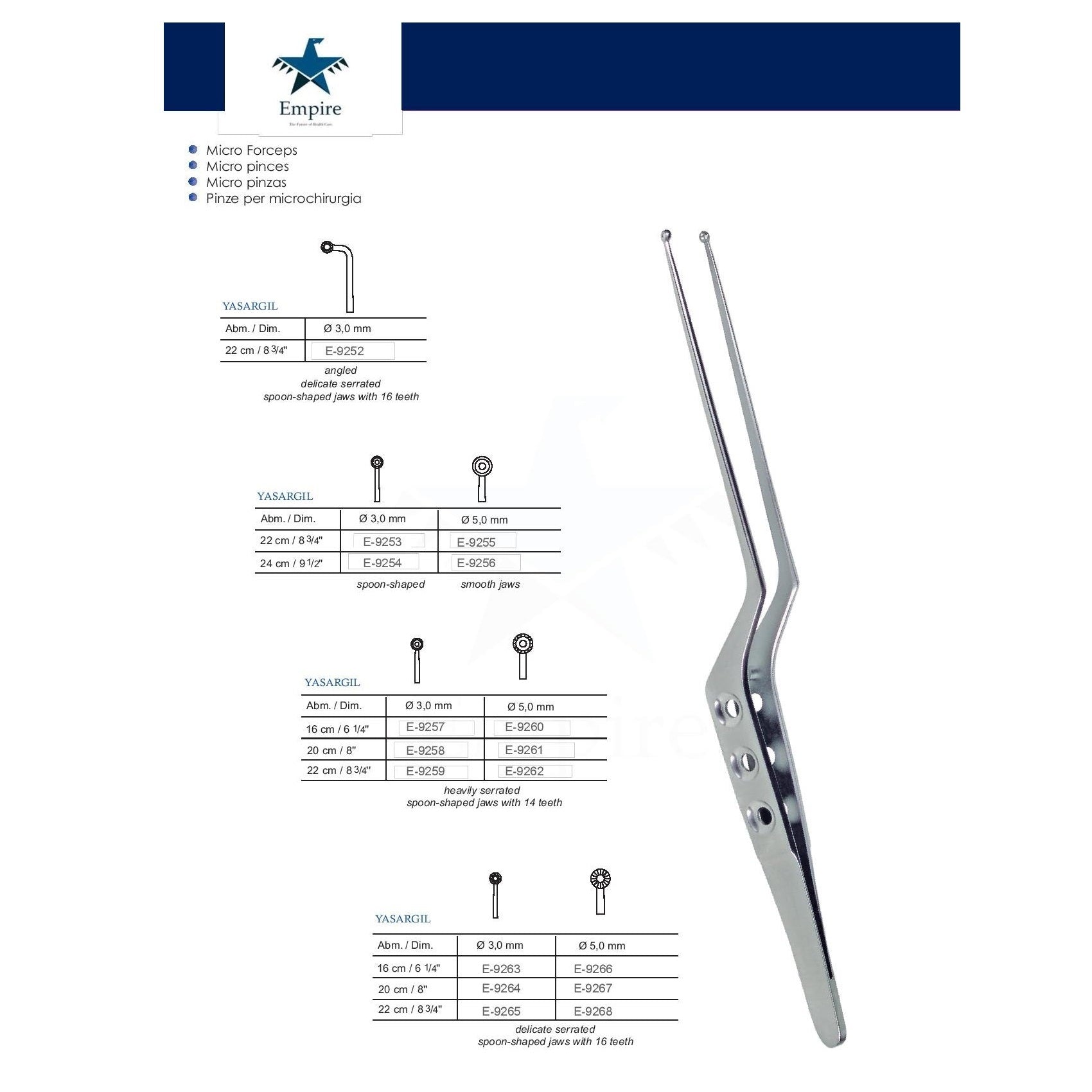 Empire's German Stainless Micro-Surgery Dissecting Forceps (Re-Useable) various sizes - EmpireMedical 