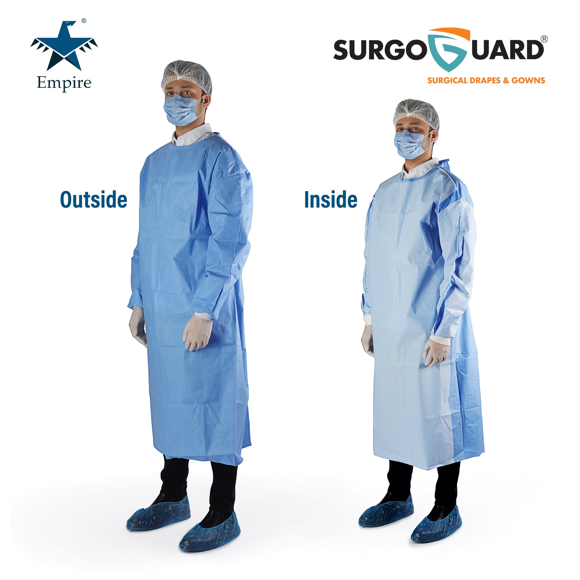 Case 40 SurgoGuard AAMI Level 4 STERILE Disposable Reinforced Impervious Surgical/Surgeon Gown 43g SMMS+30g PE Fabric, Isolation Gown Long Sleeves, Knitted Cuffs, Spunlace Waist Ties (Extra Large) XL - EmpireMedical 