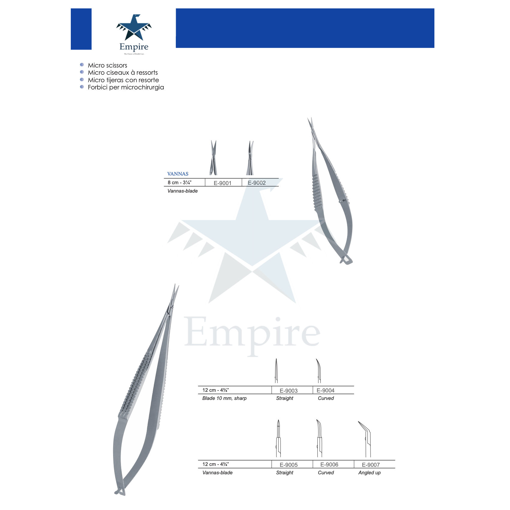 Empire's German Stainless Micro-Surgery Dissecting Scissors (Re-Useable) various sizes - EmpireMedical 