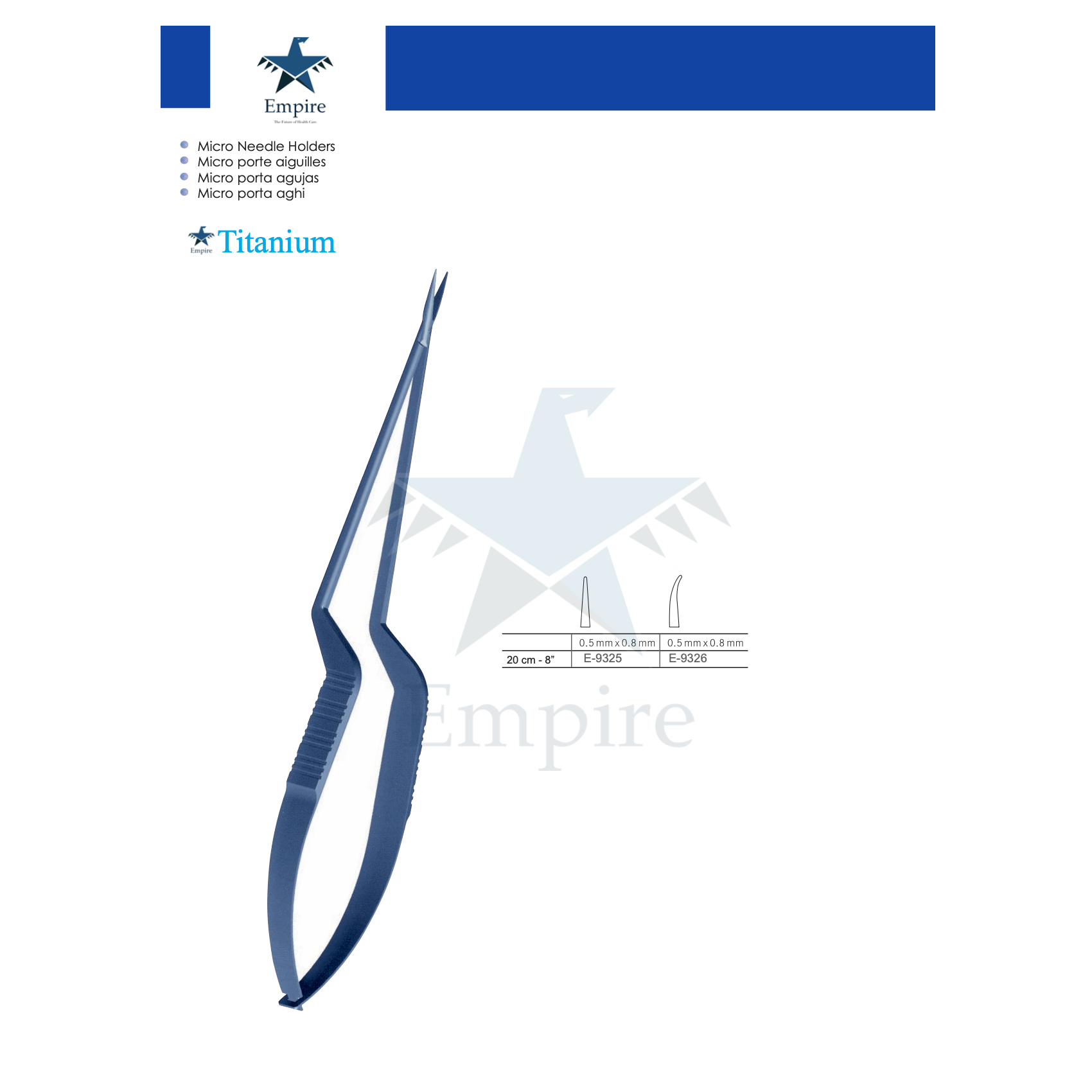 Empire's German Stainless Micro-Surgery Needle Holders Titanium (Re-Useable) various sizes - EmpireMedical 