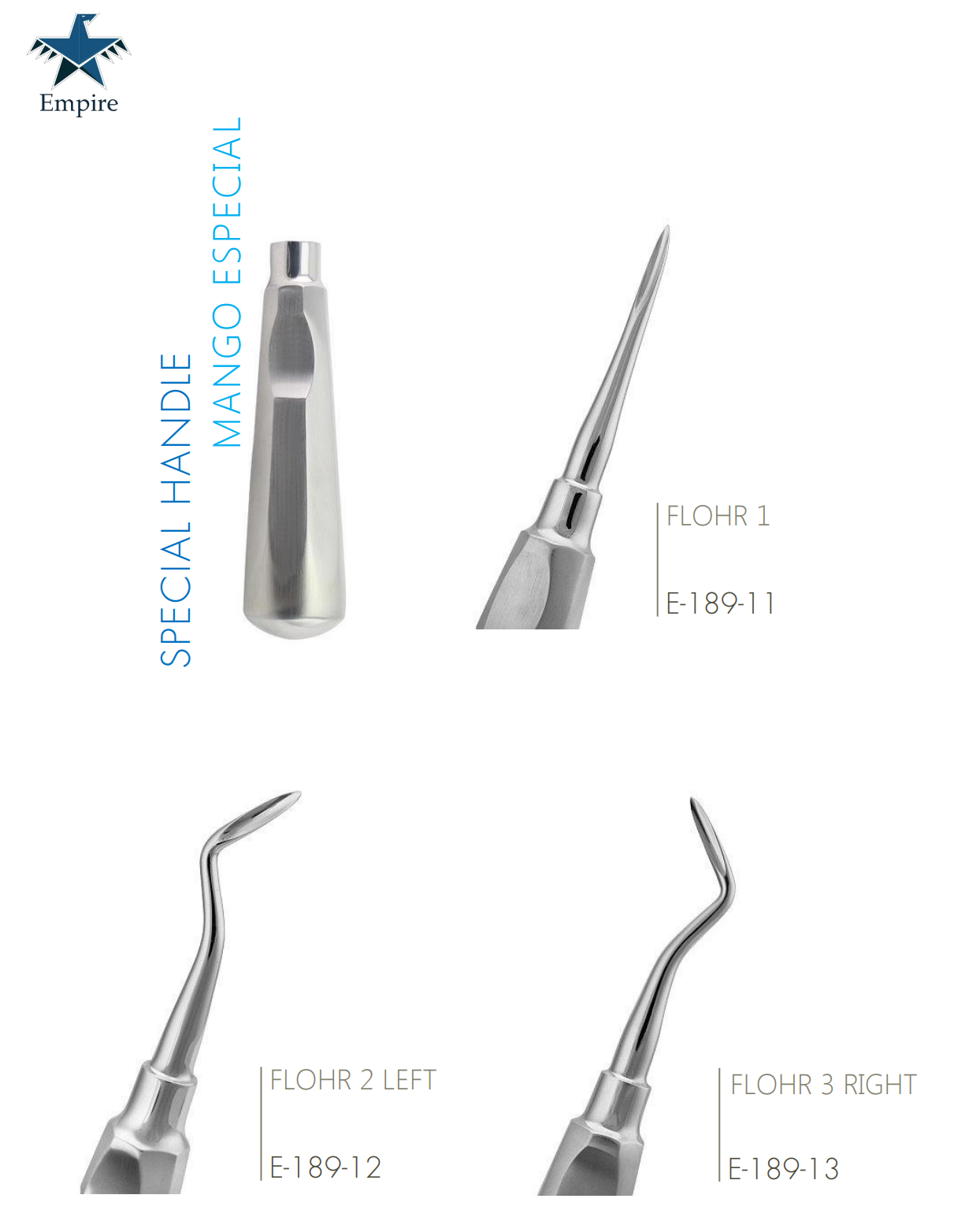 Empire's German Stainless Dental Root Surgery Elevator Flohr Elevator-New Exclusive Handle Easy Grip - EmpireMedical 