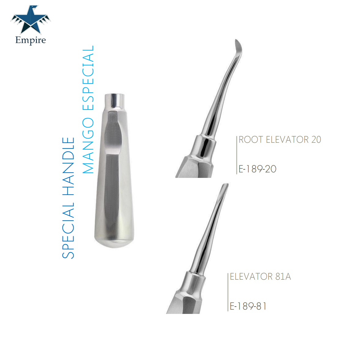 Empire's German Stainless Dental Root Surgery Elevator Bayonet Root Elevator - New Exclusive Handle Easy Grip - EmpireMedical 