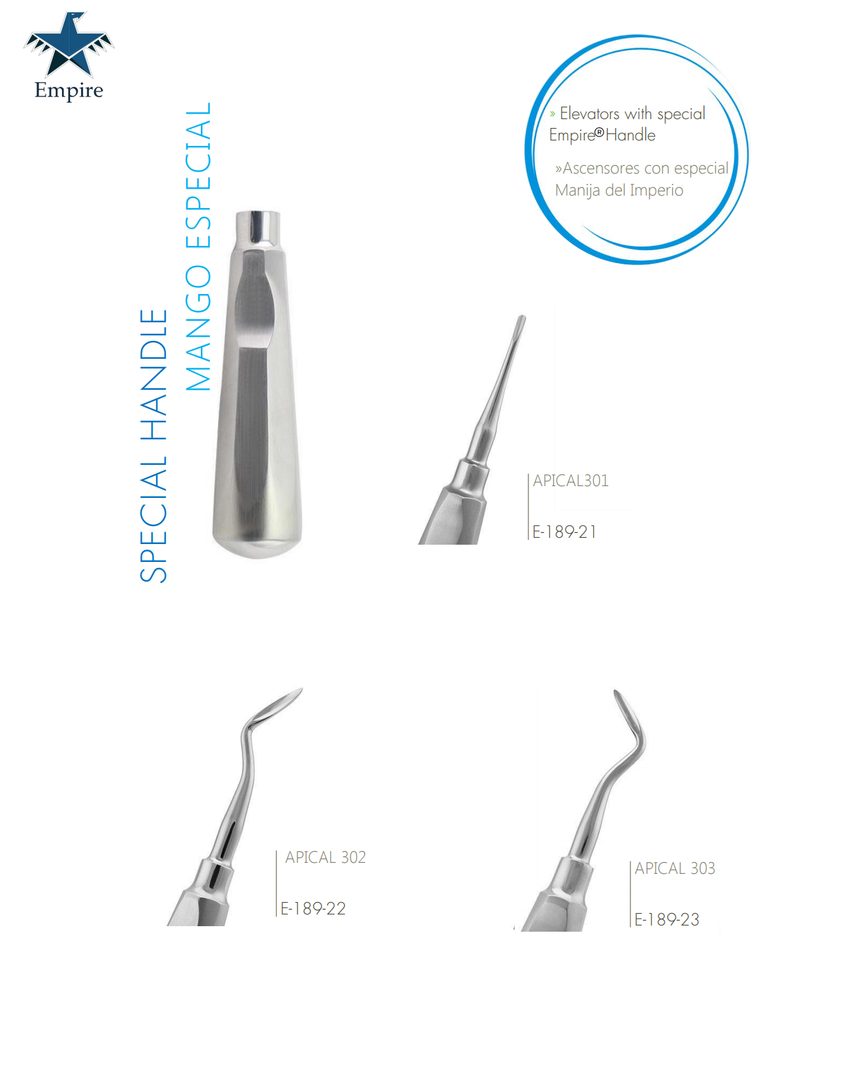 Empire's German Stainless Dental Root Surgery Elevator Apical Root Elevator - New Exclusive Handle Easy Grip - EmpireMedical 